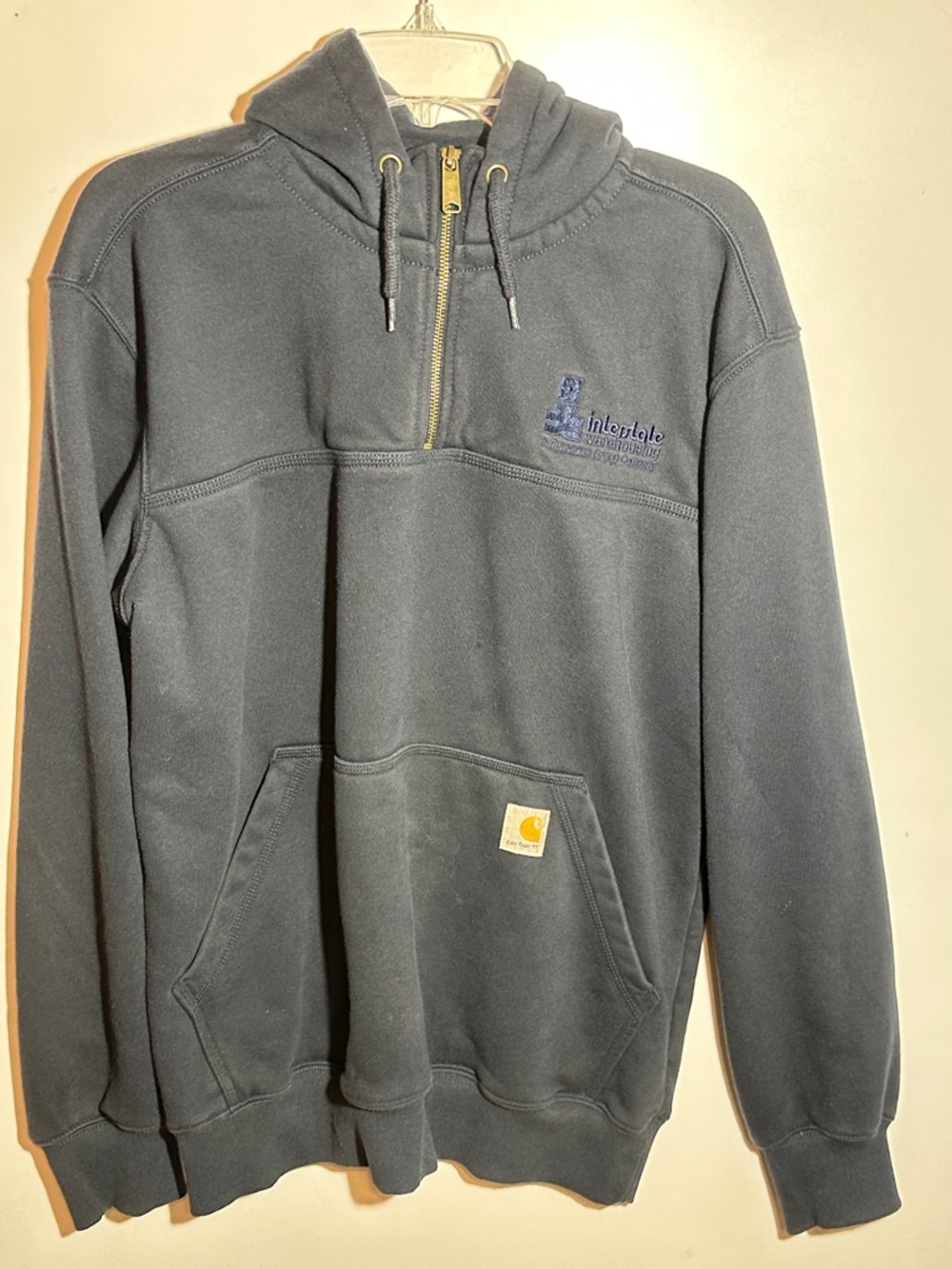 Carhartt NavyBlue Half-Zip Hoodie with Logo Patch